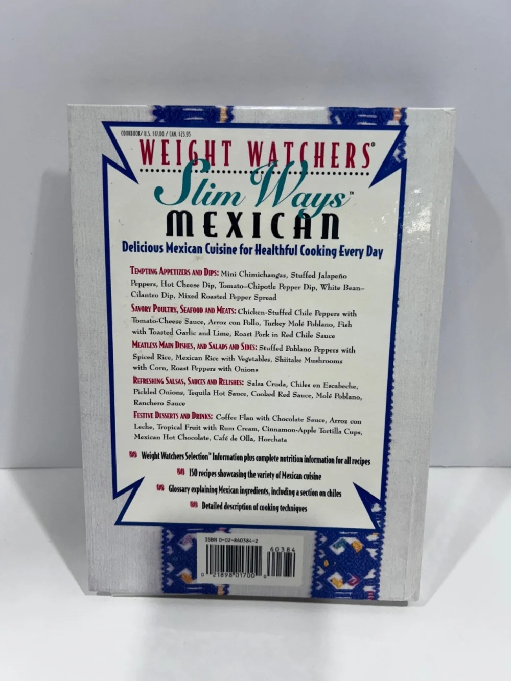 Vintage Weight Watchers Slim Ways Mexican Healthy recipe Cookbook-Hardcover 1996